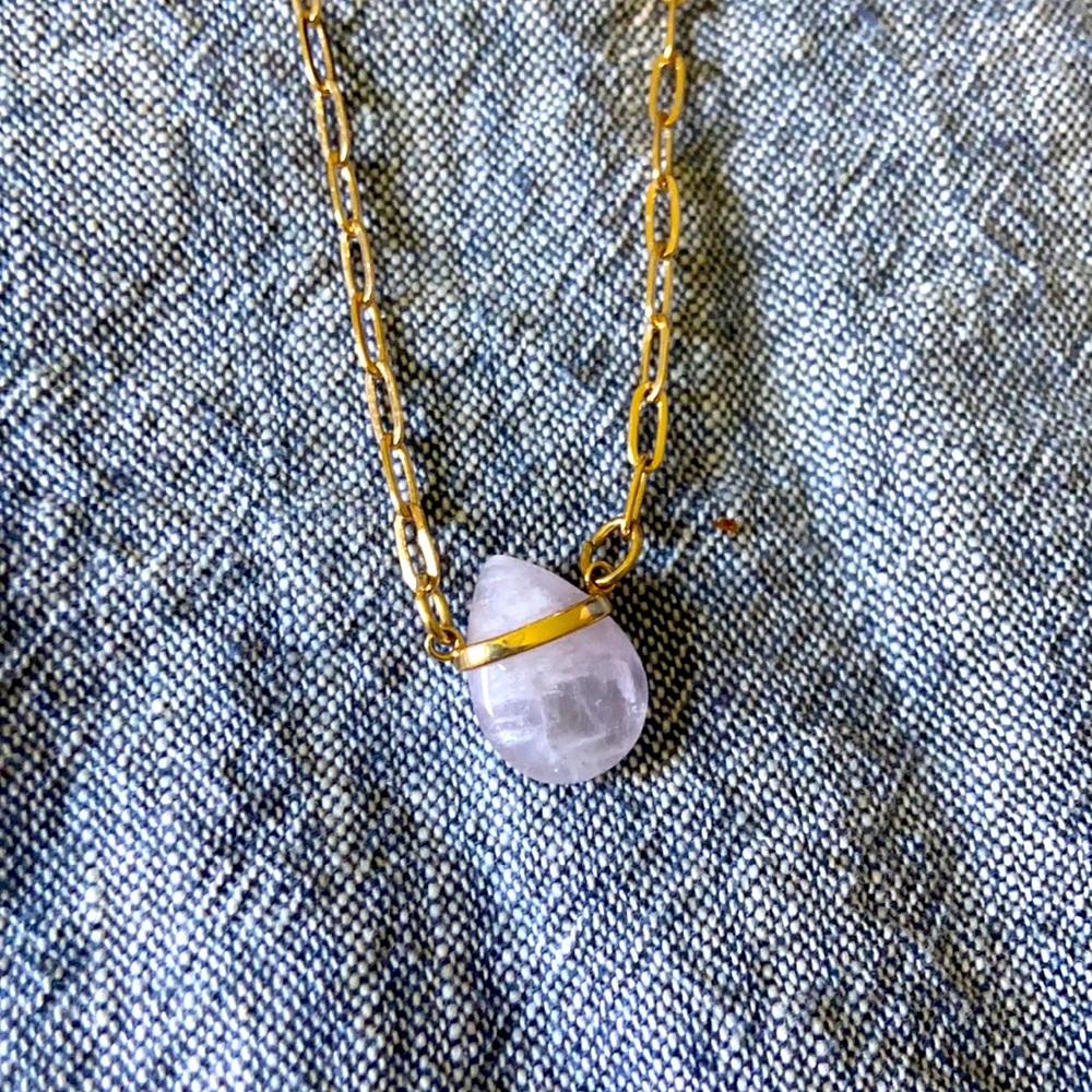 Lauren Conrad Rose Quartz and Gold Necklace